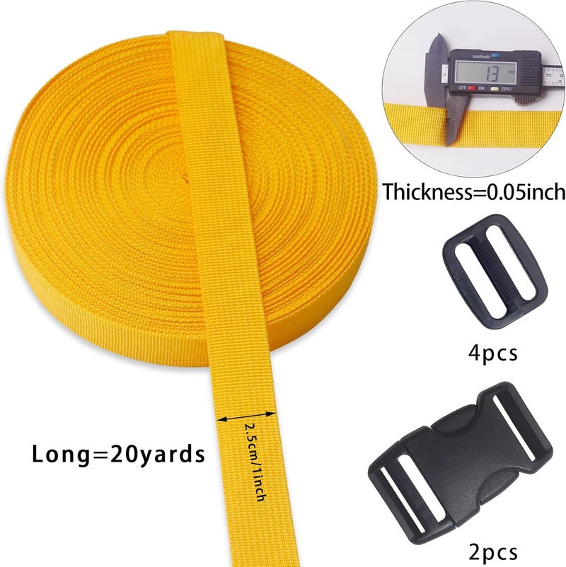 ZHFMLY ZHFMILY Gold Straps with Buckle 1 inch, 20 Yards Polypropylene Webbing Straps Ribbon for Sewing, Cloth, Seatbelt, Backpack Bag, DIY Crafts & Projects - Image 2
